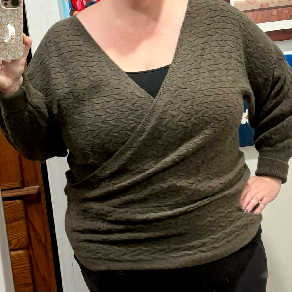 Dark gray faux wrap sweater, BloomChic, size 18/20